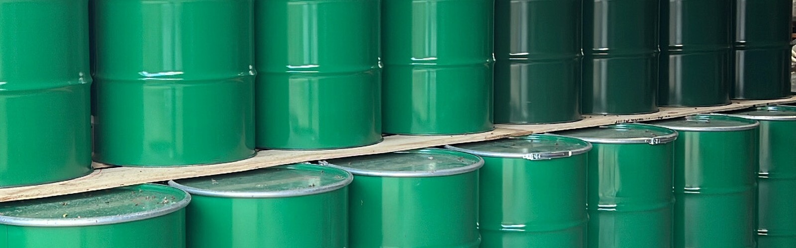 Drums of wholesale bulk English honey stored at Honeyfields Bee Farm