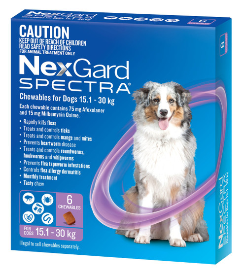 Nexgard Spectra Chewables for Dogs 15.1kg - 30kg (2 sizes)