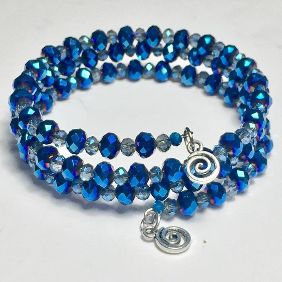 Stunning blue small crystals wrap bracelet Michele Maher Designs