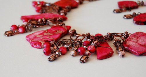 Pink Stone with Copper necklace set
