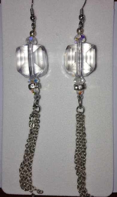 Square crystal drop earrings 