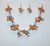  Peach coloured quartz with crystal and pearl drops necklace set