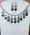 Grey large pearl drops with crystal circle accents necklace set