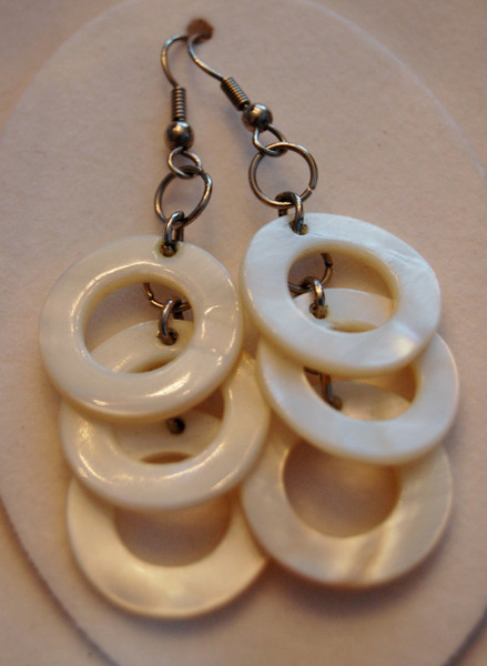 white bone circles drop earrings