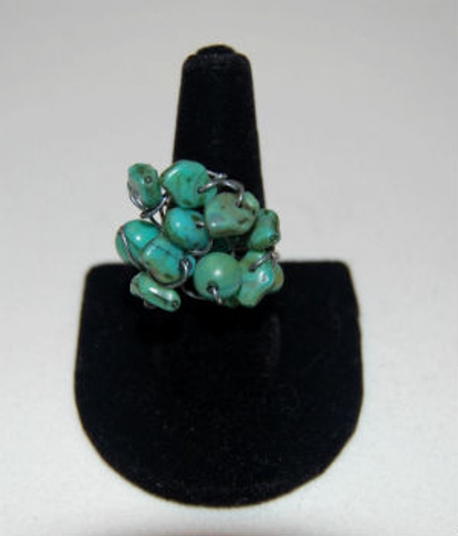 wire wrapped turquoise bead ring