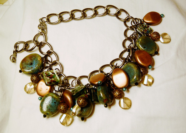 Stone, Murano type glass and Crystals Necklace Set