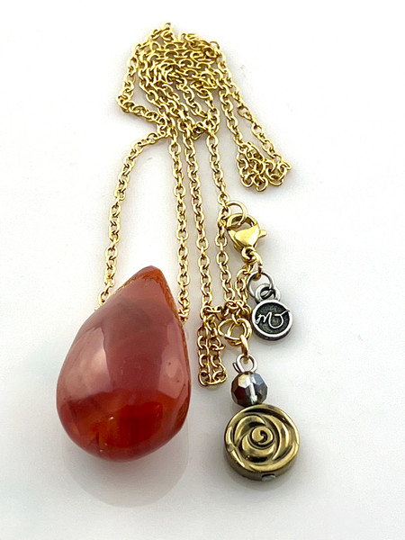 Simple Carnelian Drop Necklace