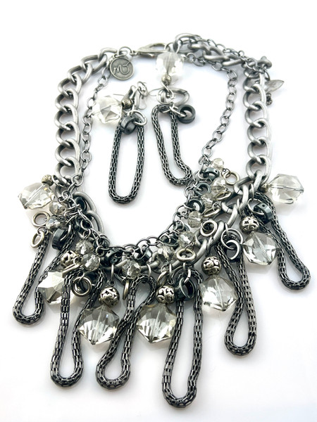 Silver Sparkles Statement necklace set