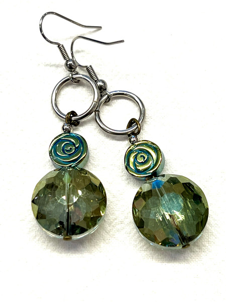 Green Crystal Drop earrings