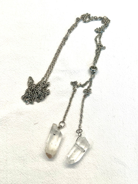 Clear Crystal quartz slider necklace