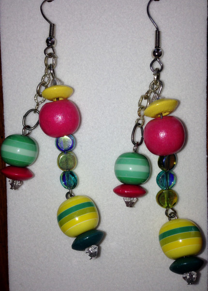 Colourful bobble drop earrings