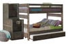 Carmichael Gray Full Wooden Bunk Beds with Stairs shown with Optional Twin Trundle
