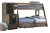 Carmichael Gray Twin over Full Wooden Bunk Beds with Stairs shown with Optional Set of 2 Under Bed Storage Drawers