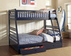 Bristol Blue Twin over Full Bunk Bed with Storage Left Side Angled View Room