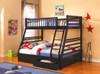 Bristol Blue Twin over Full Bunk Bed with Storage Right Side Angled View Room