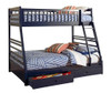Bristol Blue Twin over Full Bunk Bed with Storage