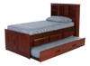 Ferguson Brown Cherry Bookcase Twin Captains Bed with Trundle Right Angled View