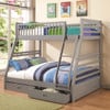 Flynn Gray Twin over Full Bunk Bed with Storage Room