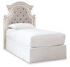 Realyn Twin Upholstered Panel Headboard in Chipped White