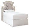 Realyn Twin Upholstered Panel Headboard in Chipped White