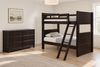 Foster Espresso Twin XL Bunk & Dresser Bedroom Set — Hero lifestyle — Base set: bunk with included access and one six-drawer dresser. No Underbed Item. Mattresses, bedding and decor are not included.