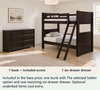 Foster Espresso Twin XL Bunk & Dresser Bedroom Set — What’s included — Included in the base price: one bunk with The selected ladder option and one matching six-drawer dresser. Optional underbed items cost extra.