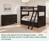 Foster Espresso Twin XL Bunk & Dresser Bedroom Set — Optional underbed — Shown with optional Twin XL Storage Trundle — +$475. Added to the base-set price. Trundle shown closed; mattress not included.