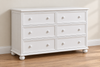 Beatrice White Full-over-Queen Bunk & Dresser Bedroom Set — Dresser component — Included six-drawer dresser. 58″W × 18″D × 35″H. Mirror is not included.