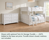Beatrice White Full-over-Queen Bunk & Dresser Bedroom Set — Optional underbed — Shown with optional Twin XL Storage Trundle — +$475. Added to the base-set price. Trundle shown closed; mattress not included.