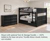 Eberhardt Black Full XL Bunk & Dresser Bedroom Set — Optional underbed — Shown with optional Twin XL Storage Trundle — +$475. Added to the base-set price. Trundle shown closed; mattress not included.