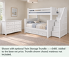 Beatrice White Twin-over-Full Stair Bunk & Dresser Bedroom Set — Optional underbed — Shown with optional Twin Storage Trundle — +$485. Added to the base-set price. Trundle shown closed; mattress not included.