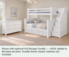 Beatrice White Twin-over-Full Stair Bunk & Dresser Bedroom Set — Optional underbed — Shown with optional Full Storage Trundle — +$530. Added to the base-set price. Trundle shown closed; mattress not included.