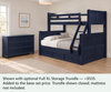 Annapolis Blue Twin-over-Queen Bunk & Dresser Bedroom Set — Optional underbed — Shown with optional Full XL Storage Trundle — +$535. Added to the base-set price. Trundle shown closed; mattress not included.