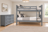 Moreno Grey Queen-over-Queen Bunk & Dresser Bedroom Set — Alternate lifestyle — Base set: bunk with included access and one six-drawer dresser. No Underbed Item. Mattresses, bedding and decor are not included.