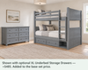 Moreno Grey Queen-over-Queen Bunk & Dresser Bedroom Set — Optional underbed — Shown with optional XL Underbed Storage Drawers — +$485. Added to the base-set price.