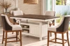 Acme Tasnim 77180 counter-height table with Gilsea DN03726 chairs in a room setting. Base offer includes one table and four chairs; decorative accessories are not included.
