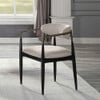 Jaramillo DN02142 beige upholstered armchair with black legs and gold-tone arm accents; four included.