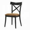 Included Hillary DN02306 chair style with brown upholstered seat and black X back. Four chairs are included; one is pictured.