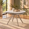Bexley table shown closed in a room setting. Decorative accessories and rug are not included.