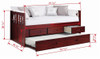 Stoney Creek Honey Twin Captains Bed with Trundle Dimensions (shown in Brown Cherry)