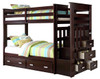 Wynn Espresso Twin over Twin Bunk Bed with Trundle and Stairs Side Drawers Out