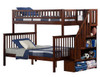Samson Walnut Twin over Full Kids Bunk Beds with Stairs