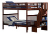 Samson Walnut Full Size Kids Bunk Beds with Stairs