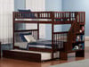 Samson Walnut Full Size Kids Bunk Beds with Stairs shown with Optional Twin Trundle