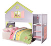 New Playhouse Pastel Girls Twin Loft Bed with Stairs shown with Optional Bottom Bed Frame Parallel