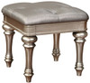 Belle Maison Metallic Platinum Vanity Stool