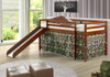 Gabby's Tent Children's Loft Bed Light Espresso Finish with Camo Tent