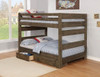 Carmichael Gray Full Size Wooden Bunk Beds shown with Optional Set of 2 Under Bed Storage Drawers Room