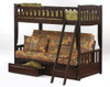 Westwood Chocolate Futon Bunk Bed shown with Optional Underbed Storage Drawers Open