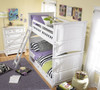 Daphne White Twin Bunk Beds for Girls shown with Optional Set of 2 Under Bed Storage Drawers Room